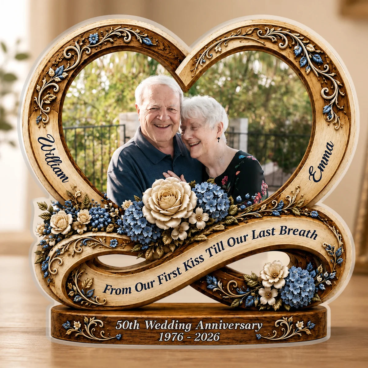 From Our First Kiss Till Our Last Breath - Personalized Wedding Anniversary Acrylic Plaque