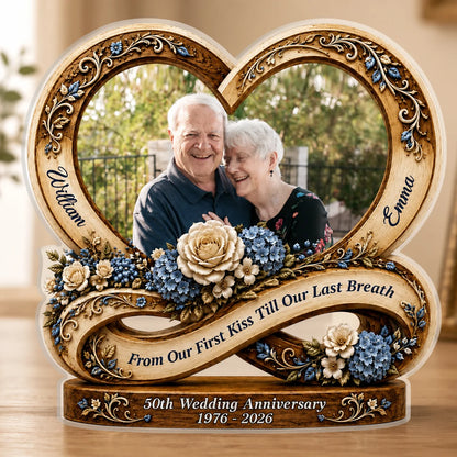 From Our First Kiss Till Our Last Breath - Personalized Wedding Anniversary Acrylic Plaque