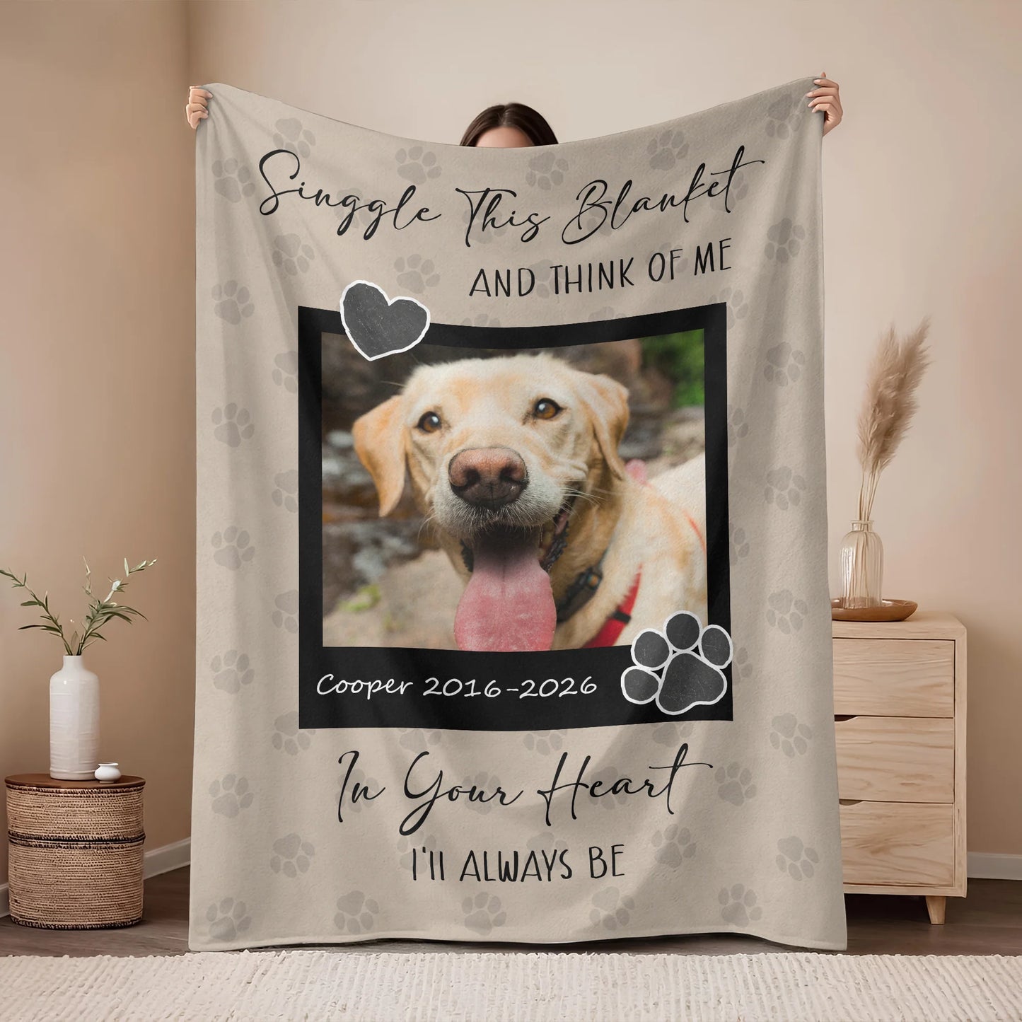 Personalized dog memorial blanket with custom photo print and remembrance quote for pet loss gift image 9