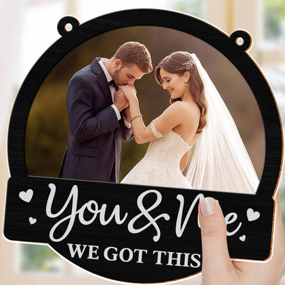 Suncatcher Ornament material and size view - Custom Couple Photo Suncatcher