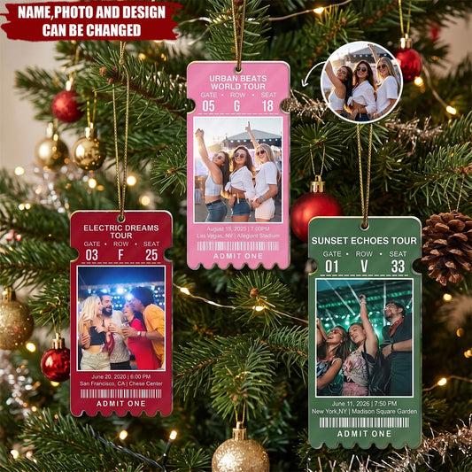 Admit One Custom Photo Concert Ticket Acrylic Ornament - Keepsake for Music Lovers