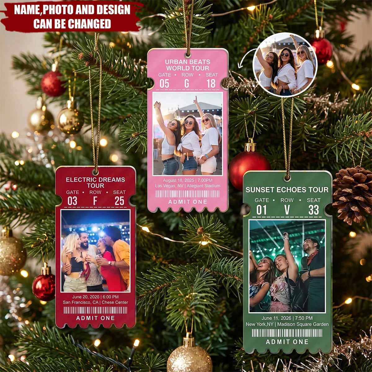 Admit One Custom Photo Concert Ticket Acrylic Ornament - Keepsake for Music Lovers