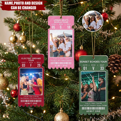 Admit One Custom Photo Concert Ticket Acrylic Ornament - Keepsake for Music Lovers