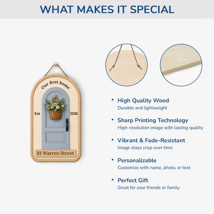 Wood Sign material and size view - Personalized New Home Wood Sign