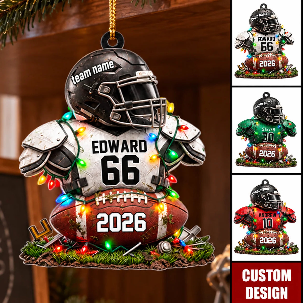 Football Is My Therapy Custom Wooden Ornament - Personalized Christmas Gift for Players