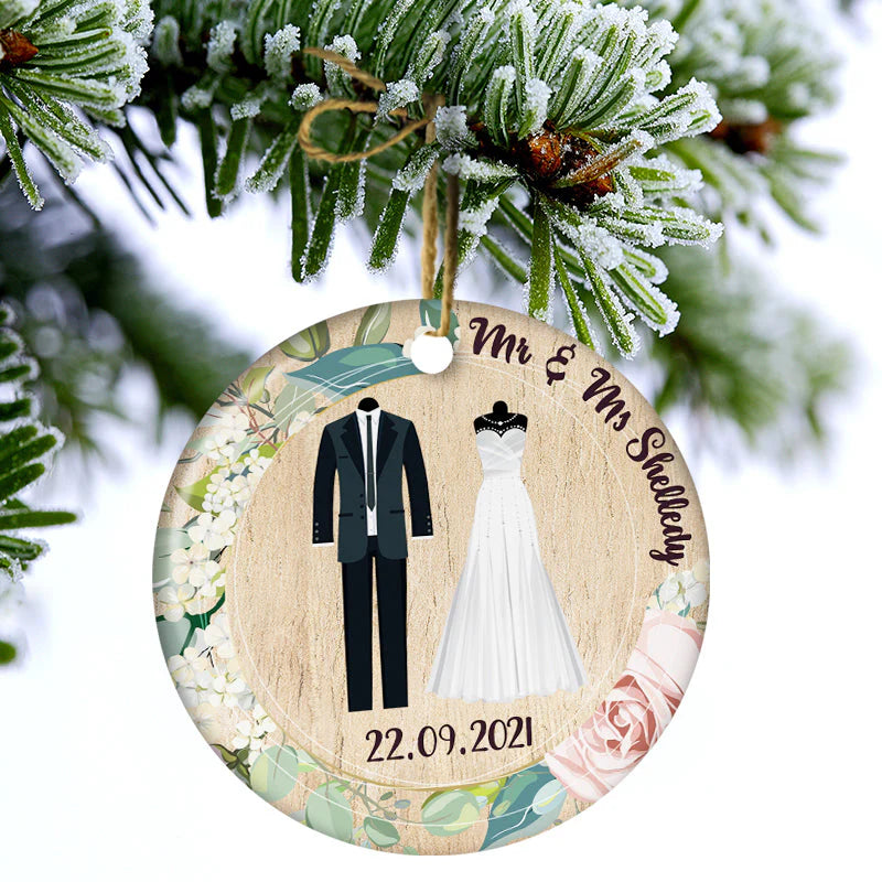 Custom Wedding Ceramic Ornament personalization view for Couples