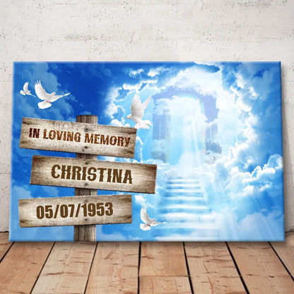 In Loving Memory Personalized Memorial Canvas / Poster - Custom Name & Date Heavenly Wall Art for Family