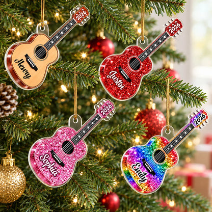 Personalized Guitar Christmas Ornament - Custom Acrylic Keepsake for Musicians and Music Lovers