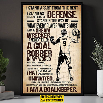 "I Am A Goalkeeper" Custom Canvas / Poster Art - Personalized Soccer Player Wall Decor