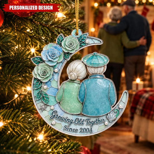 "Growing Old Together Since" Custom Year Acrylic Ornament - Personalized Christmas Gift for Couples