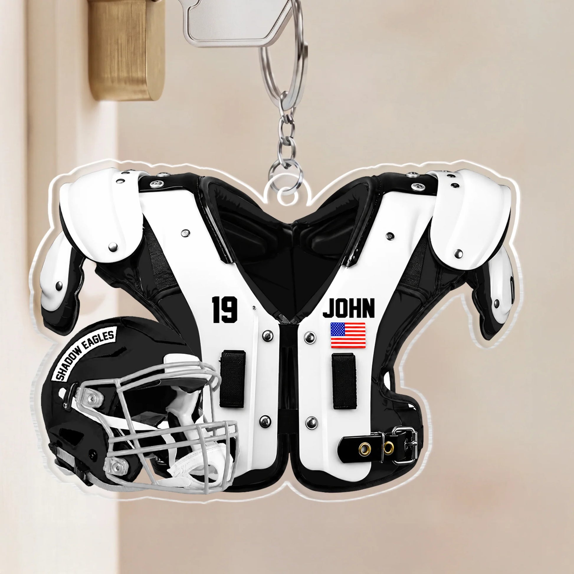 Custom Football Keychain personalization view for Son/Grandson