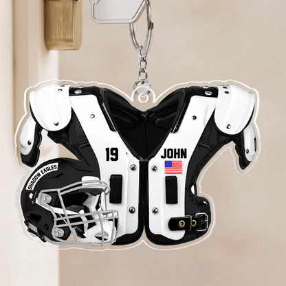 Custom Football Keychain personalization view for Son/Grandson