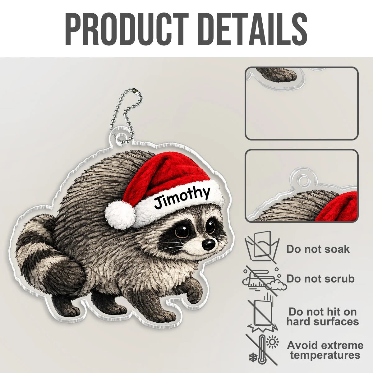 Personalized Raccoon Car Ornament - Custom Acrylic Hanging Charm for Pet Lovers