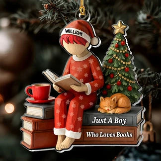 Just A Girl Who Loves Books Personalized Acrylic Ornament - Christmas Keepsake for Book Lovers