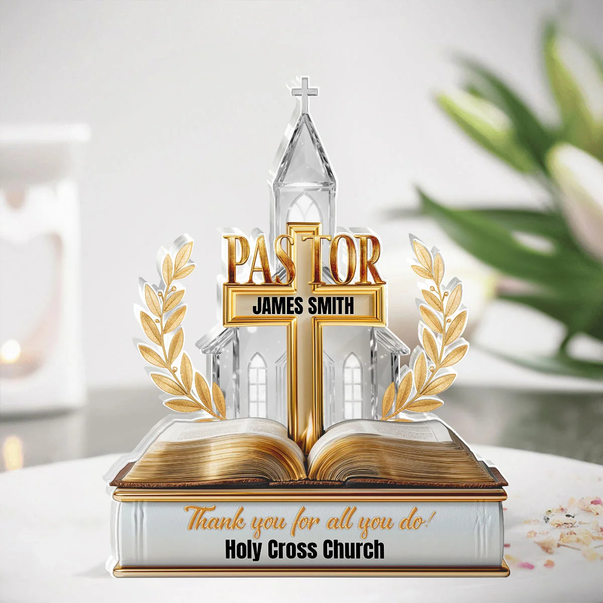 Pastor Appreciation Gift - Personalized Acrylic Plaque for Minister Church Keepsake