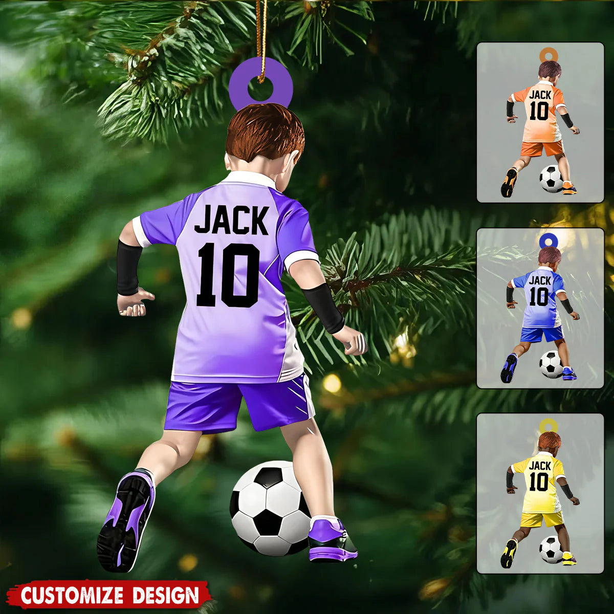 Personalized Soccer Christmas Ornament personalization view for Kids/Babies