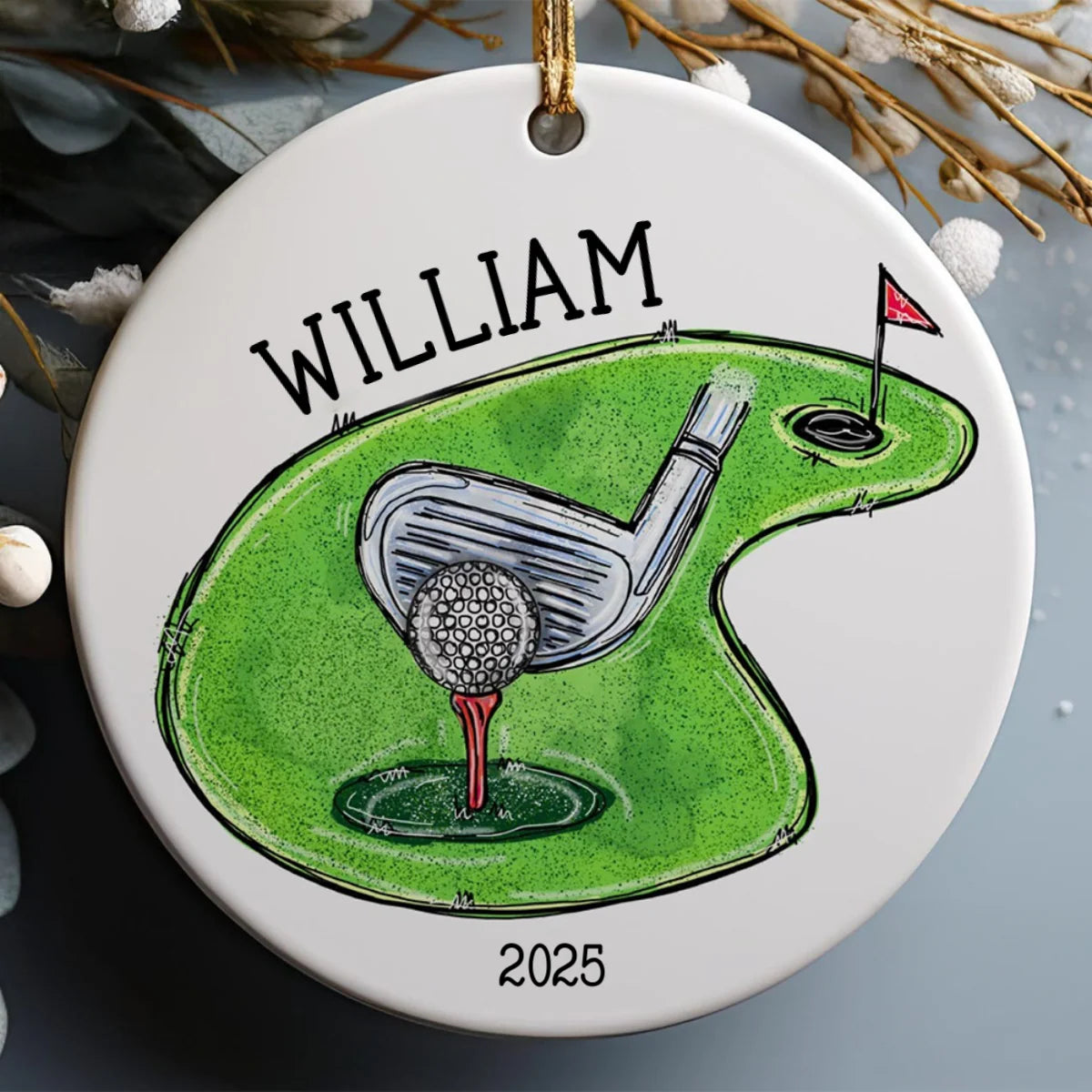 Personalized Golf Ceramic Ornament - Custom "Hole in One" Christmas Keepsake Gift for Golf Lovers
