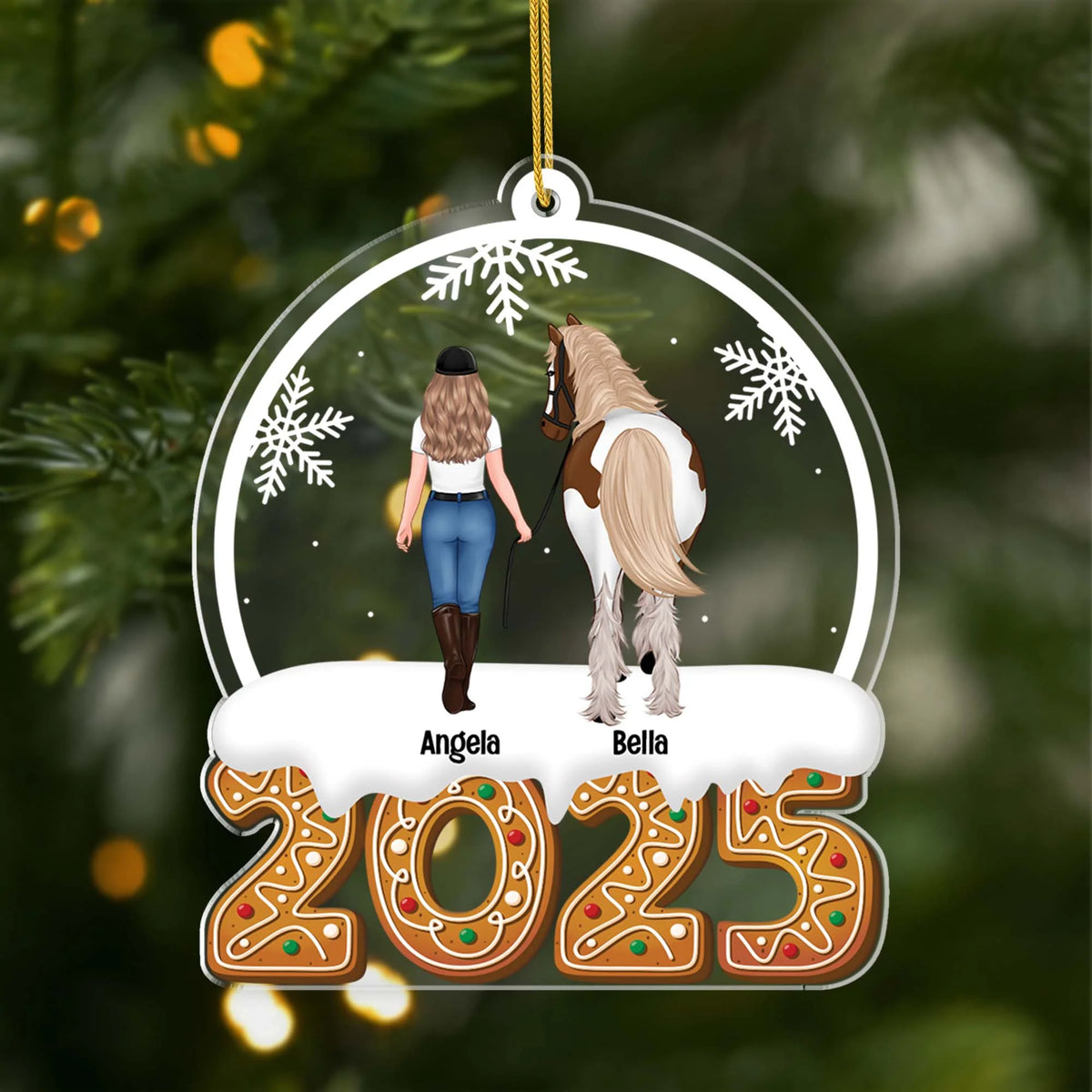 Custom Horse and Rider Acrylic Ornament - Personalized Christmas Keepsake for Equestrians & Horse Lovers