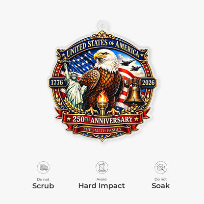 USA 250th Anniversary Eagle Acrylic Ornament - Personalized Patriotic Family Christmas Keepsake