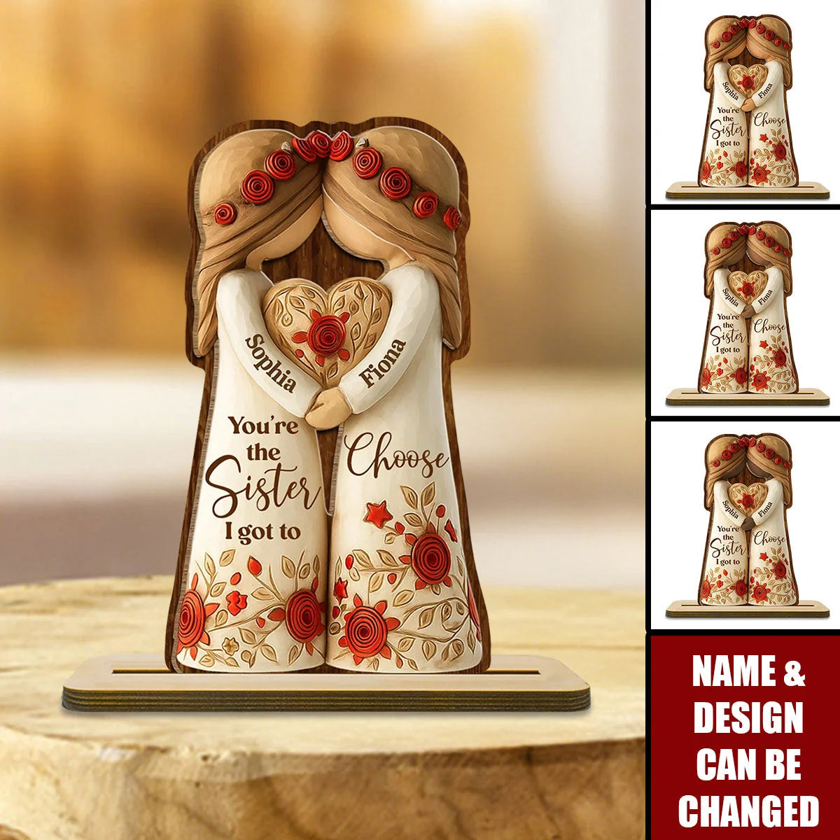 Custom Sister Wood Plaque personalization view for Best Friends