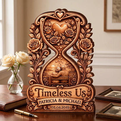 "Timeless Us" Personalized Wooden Block - Custom Couples Anniversary Keepsake Gift