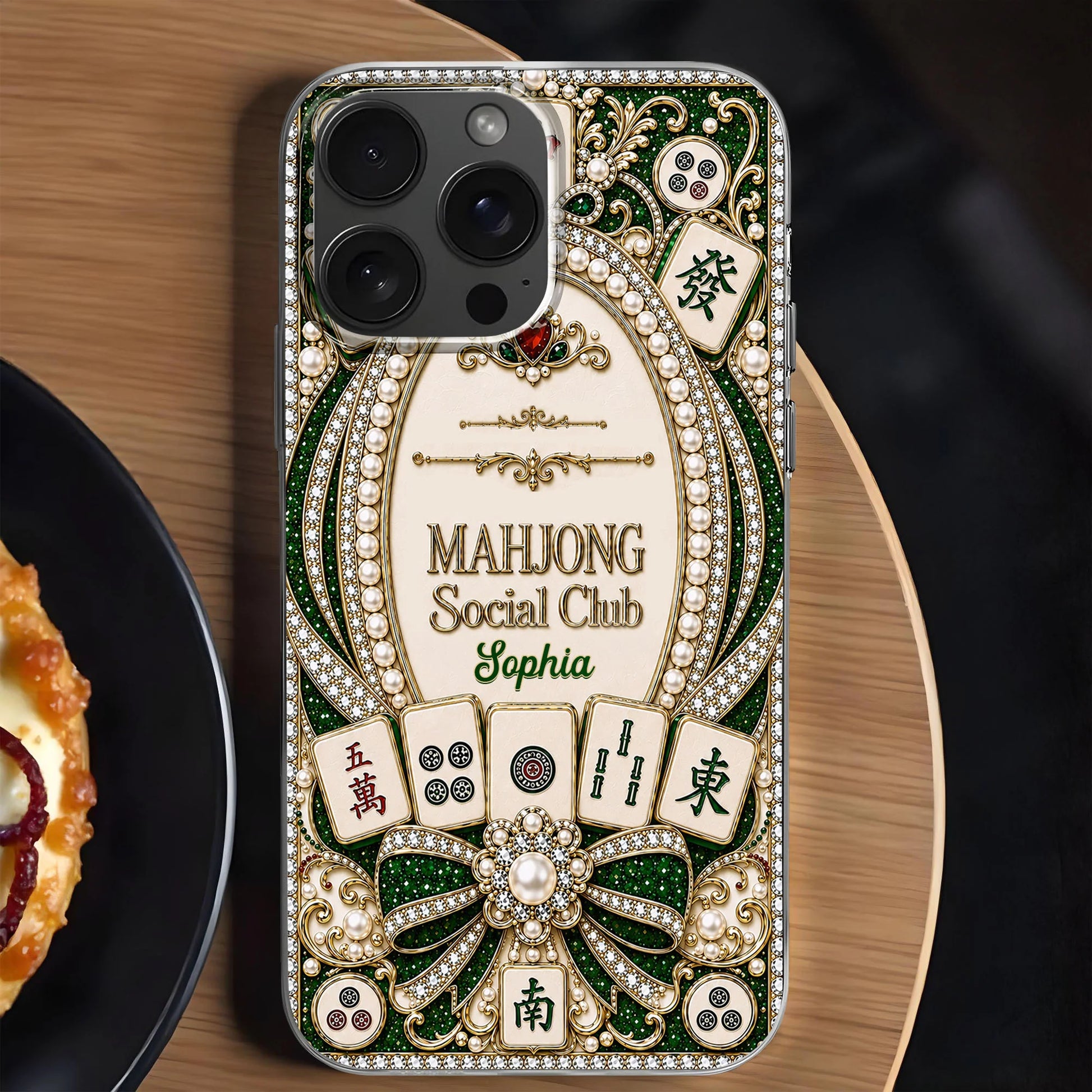 Personalized Mahjong Clear Phone Case for Mom with personalized design details for meaningful gifting
