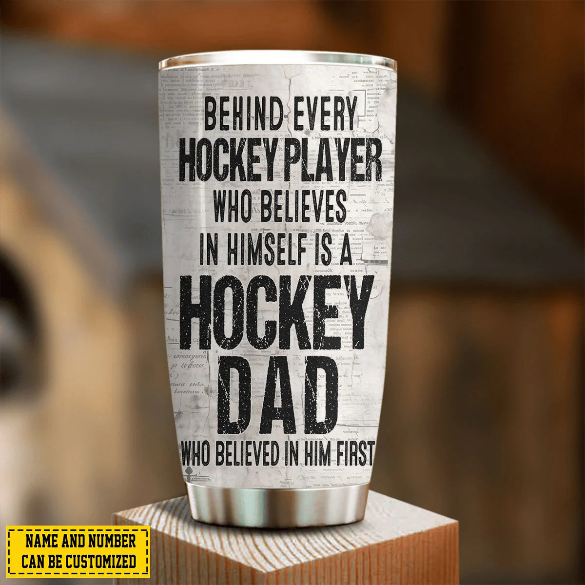Personalized hockey dad tumbler featuring custom name and number print, unique Father's Day gift for hockey lovers image 7