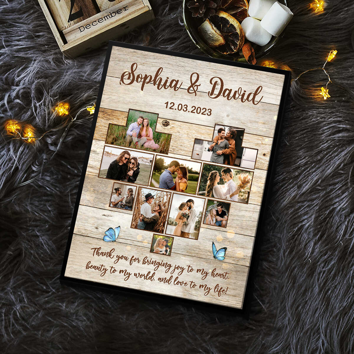 Thank You For Bringing Joy To My Heart - Personalized Photo Collage Canvas / Poster