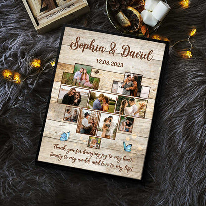 Thank You For Bringing Joy To My Heart - Personalized Photo Collage Canvas / Poster