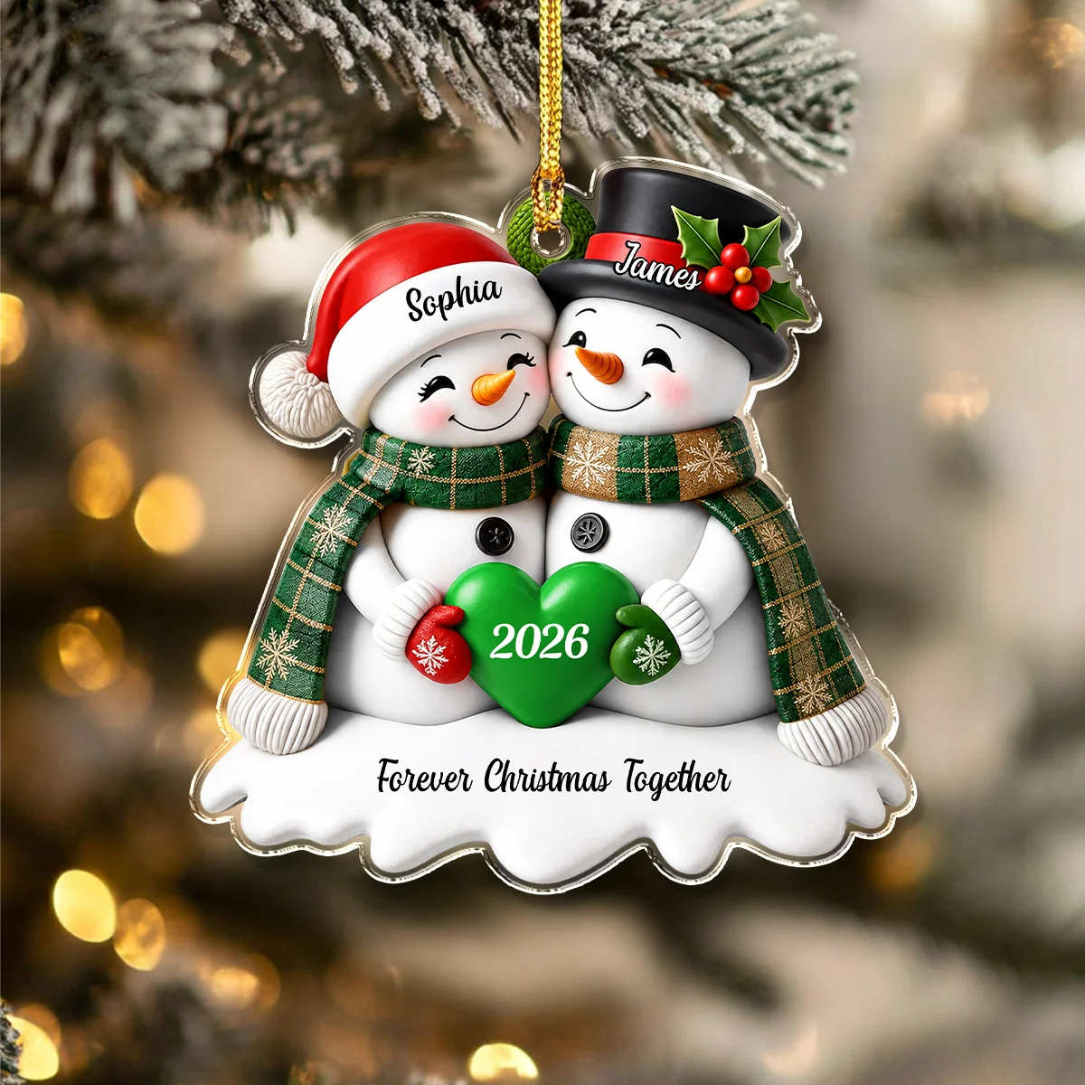 Our 1st Christmas Together - Personalized Snowman Couple Acrylic Ornament