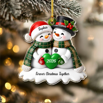 Our 1st Christmas Together - Personalized Snowman Couple Acrylic Ornament