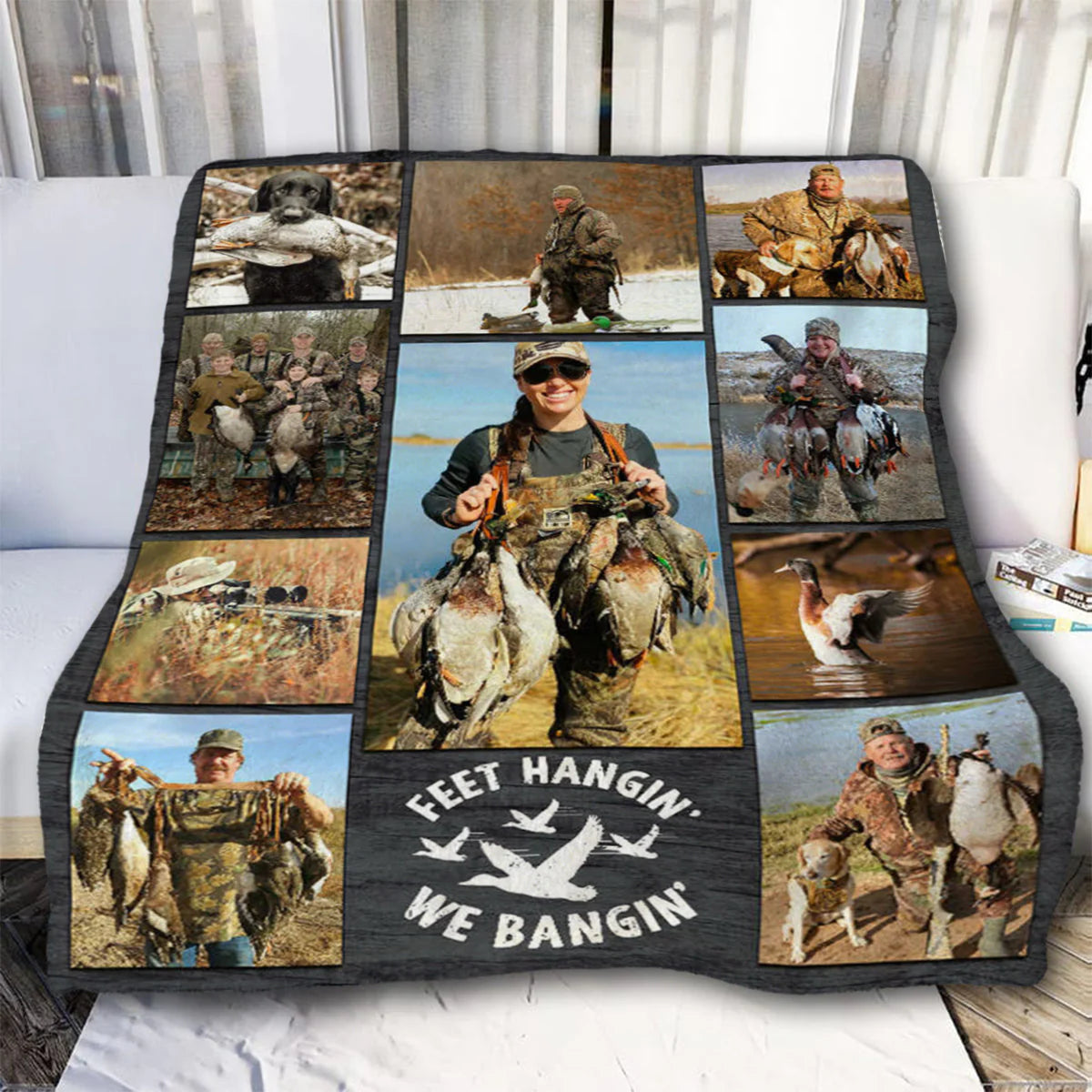 Personalized Duck Hunting Blanket for Dad with personalized design details for meaningful gifting