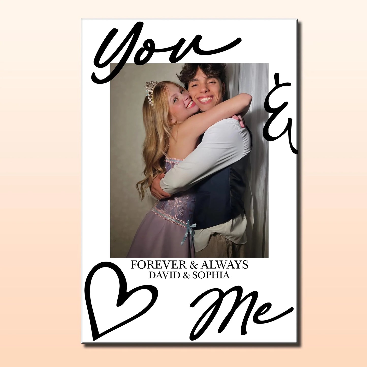 Personalized couple photo poster with You and Me Forever text for anniversary wall art image 8