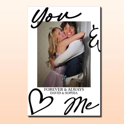 Personalized couple photo poster with You and Me Forever text for anniversary wall art image 8