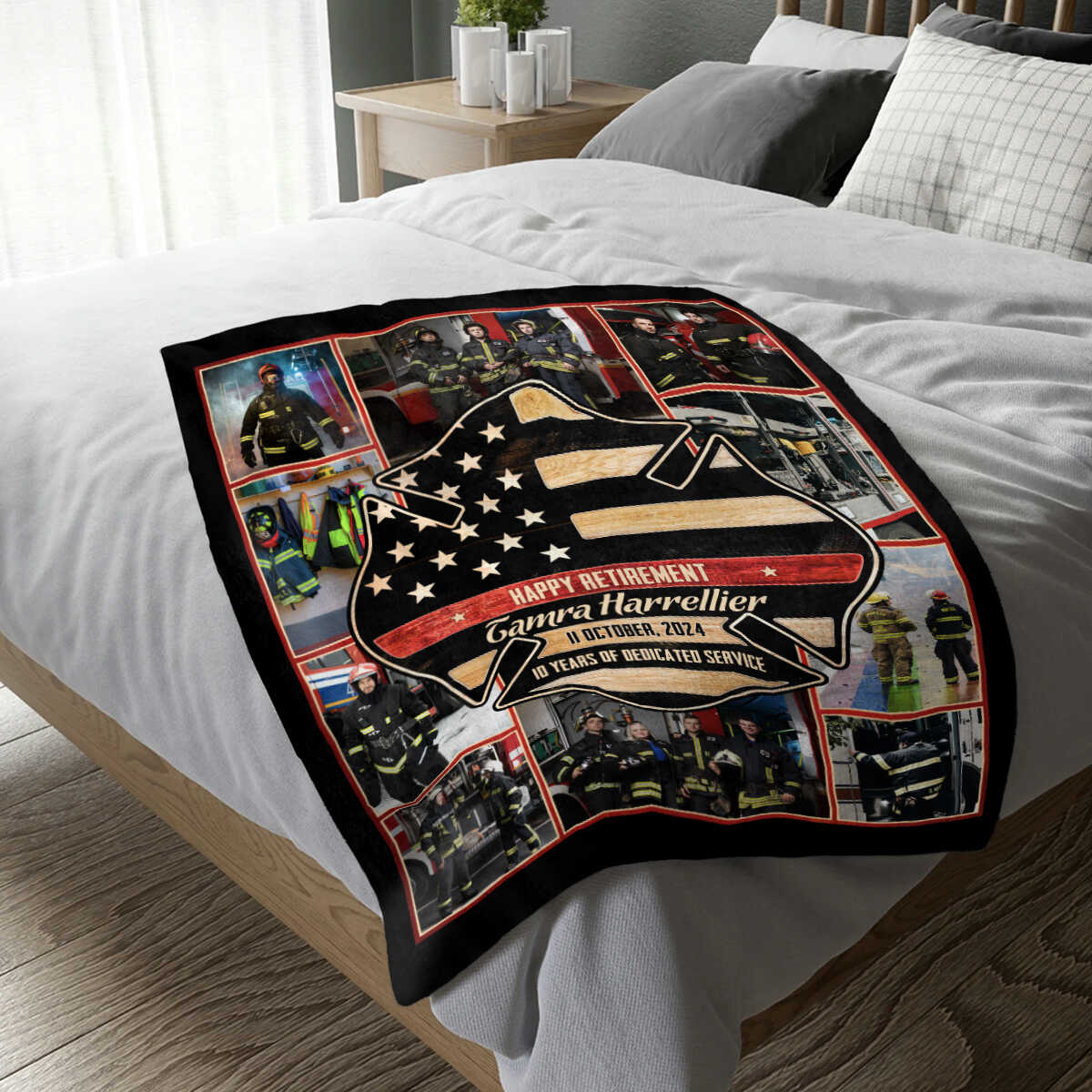 Blanket material and size view - Personalized Firefighter Retirement Blanket