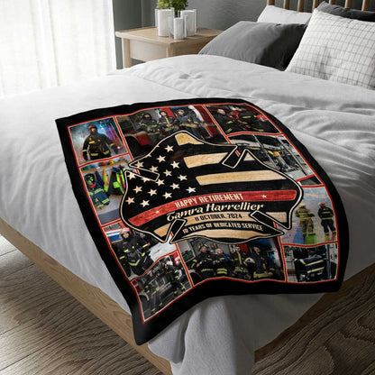 Blanket material and size view - Personalized Firefighter Retirement Blanket