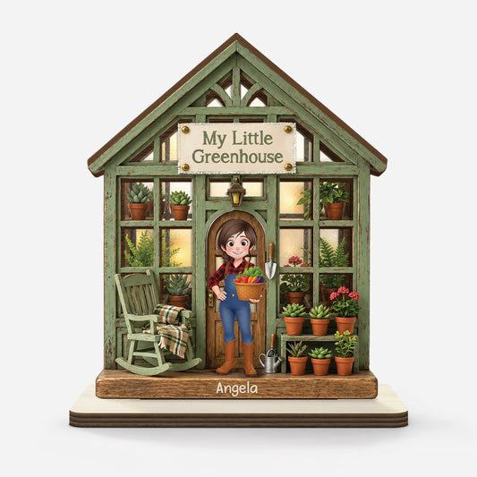 Custom Greenhouse Wooden Plaque for Mom with personalized design details for meaningful gifting