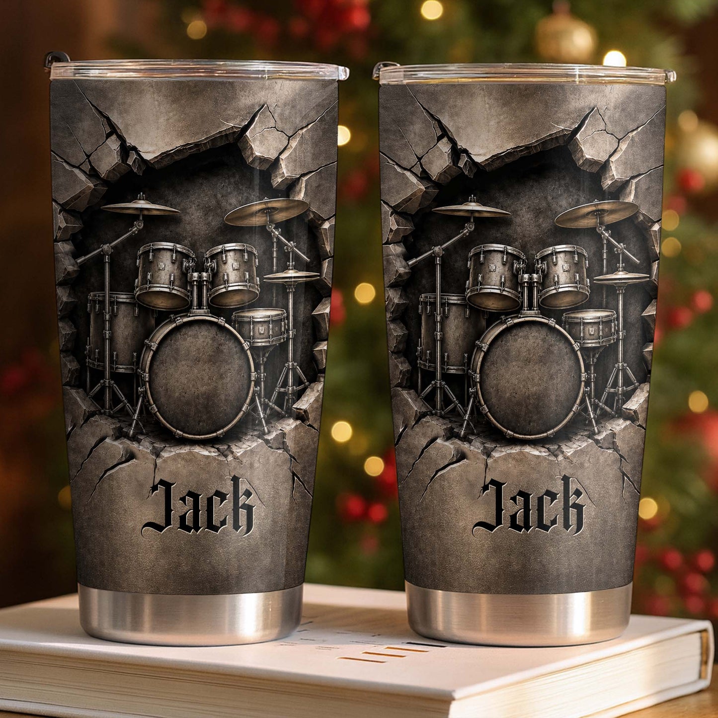Personalized Drum Kit Tumbler personalization view for Dad