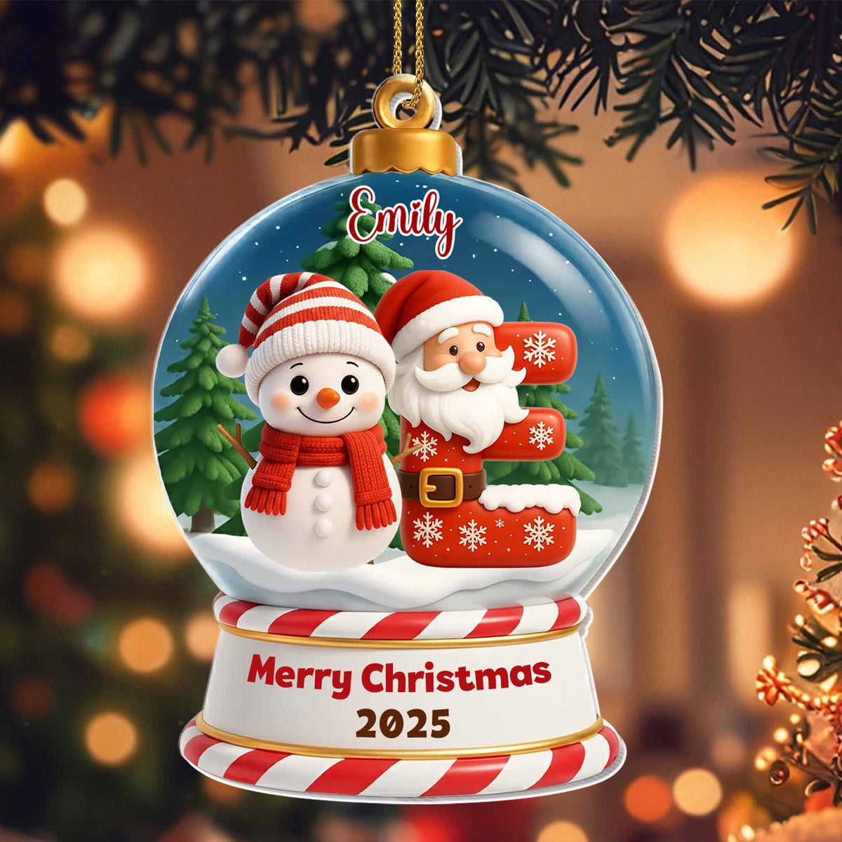 Merry Christmas Santa Claus and Snowman Design