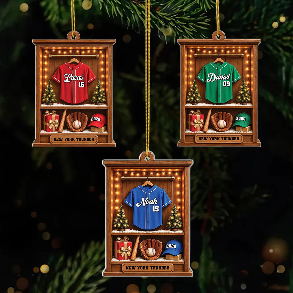 Baseball Locker Room Personalized Acrylic Ornament - Baseball Player Christmas Keepsake for Son