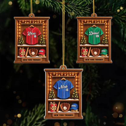 Baseball Locker Room Personalized Acrylic Ornament - Baseball Player Christmas Keepsake for Son