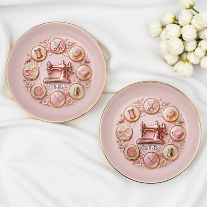 Custom Seamstress Jewelry Dish for Mom with personalized design details for meaningful gifting image 6