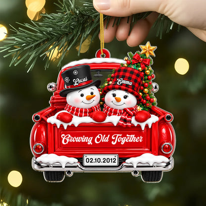 Annoying Each Other Snowman Couple Truck Acrylic Ornament - Personalized Christmas Gift for Couples