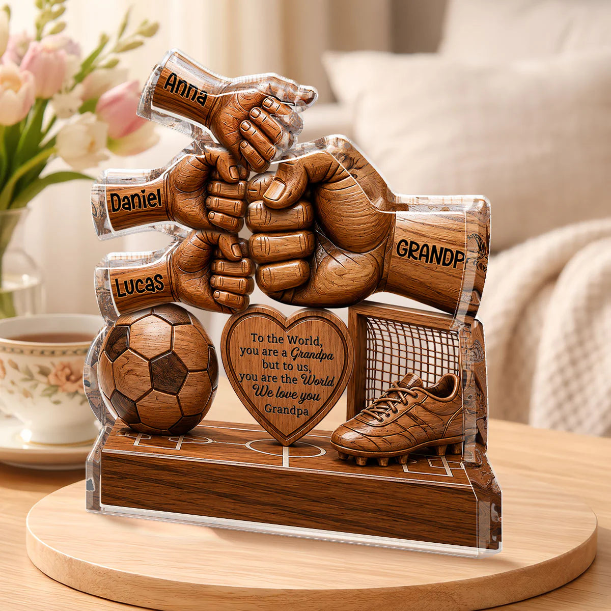 Custom Soccer Dad Acrylic Plaque personalization view for Dad