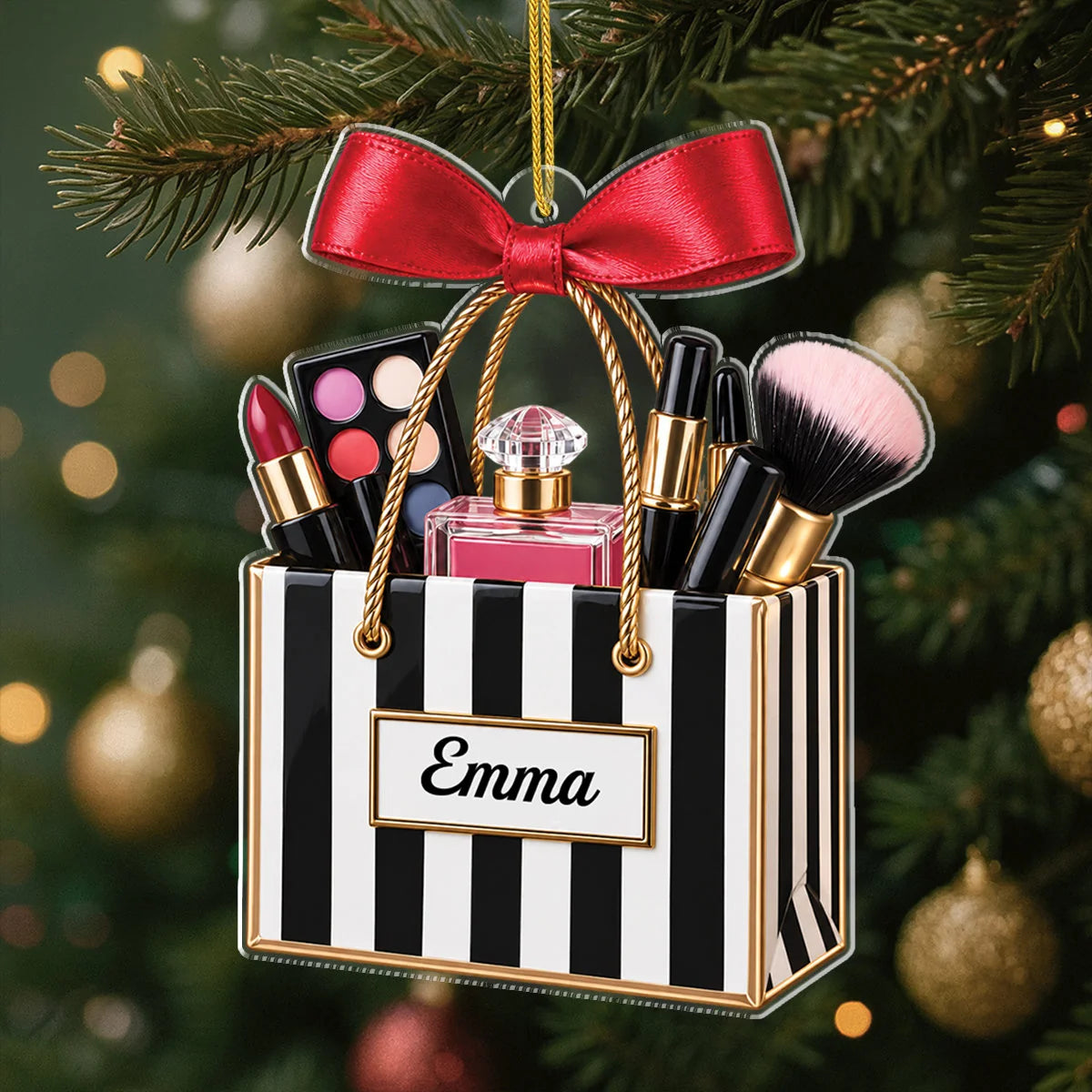 Personalized Makeup Bag Acrylic Ornament - Custom Christmas Keepsake Gift for Her