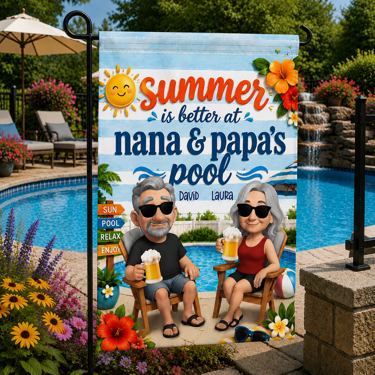 Personalized Grandparents Garden Flag personalization view for Grandma