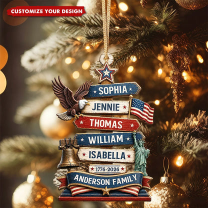 Standing Tall in Freedom Personalized Wooden Ornament - Custom Christmas Holiday Gift for Family