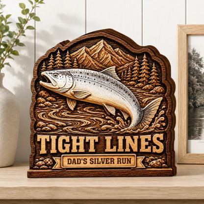 Tight Lines Personalized Wooden Fish Block - Custom Fishing Gift for Anglers