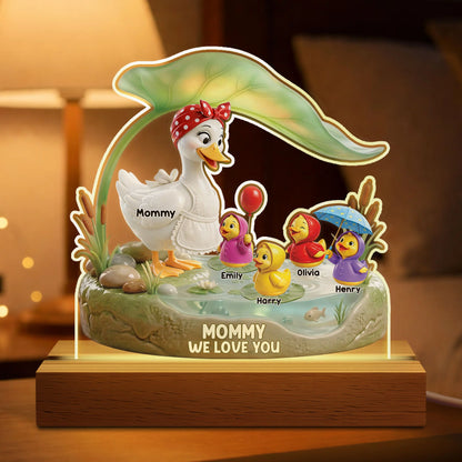 Mommy We Love You Personalized Duck Night Light - Custom Keepsake Lamp for Mom Grandma