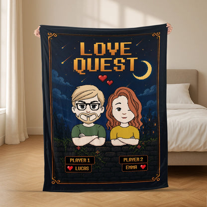 Love Quest Personalized Couple Blanket - Custom Anniversary Gift for Boyfriend & Girlfriend